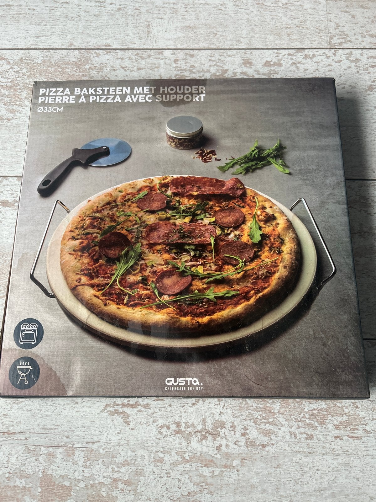 Pizzasteen met houder - Nieuw in doos, Ophalen, Nieuw, Pizzaoven