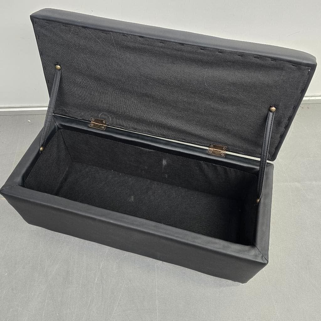 Opberghocker halbankje kunstleer + kruk zwart, Ophalen, Minder dan 50 cm, Gebruikt, 125 cm of meer