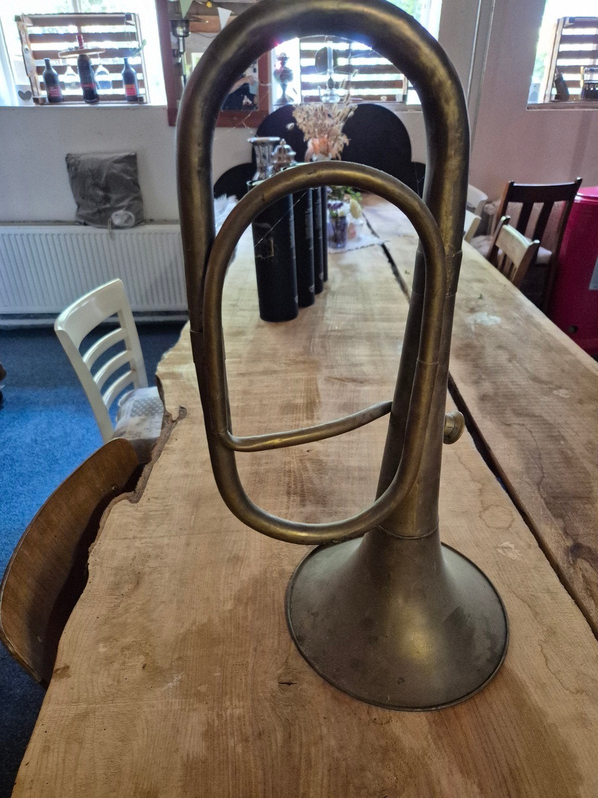 Antieke koperen trompet/bugel - Decoratief, Muziek en Instrumenten, Ophalen, Gebruikt, Overige typen