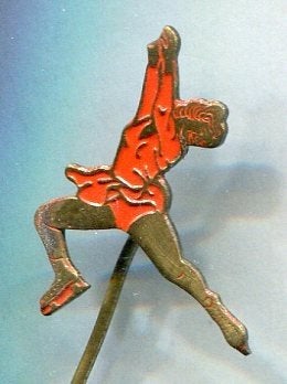 Sjoukje Dijkstra oranje/koper kunstschaatser speldje( S_189), Verzamelen, Speldjes, Pins en Buttons, Verzenden, Nieuw, Sport, Speldje of Pin