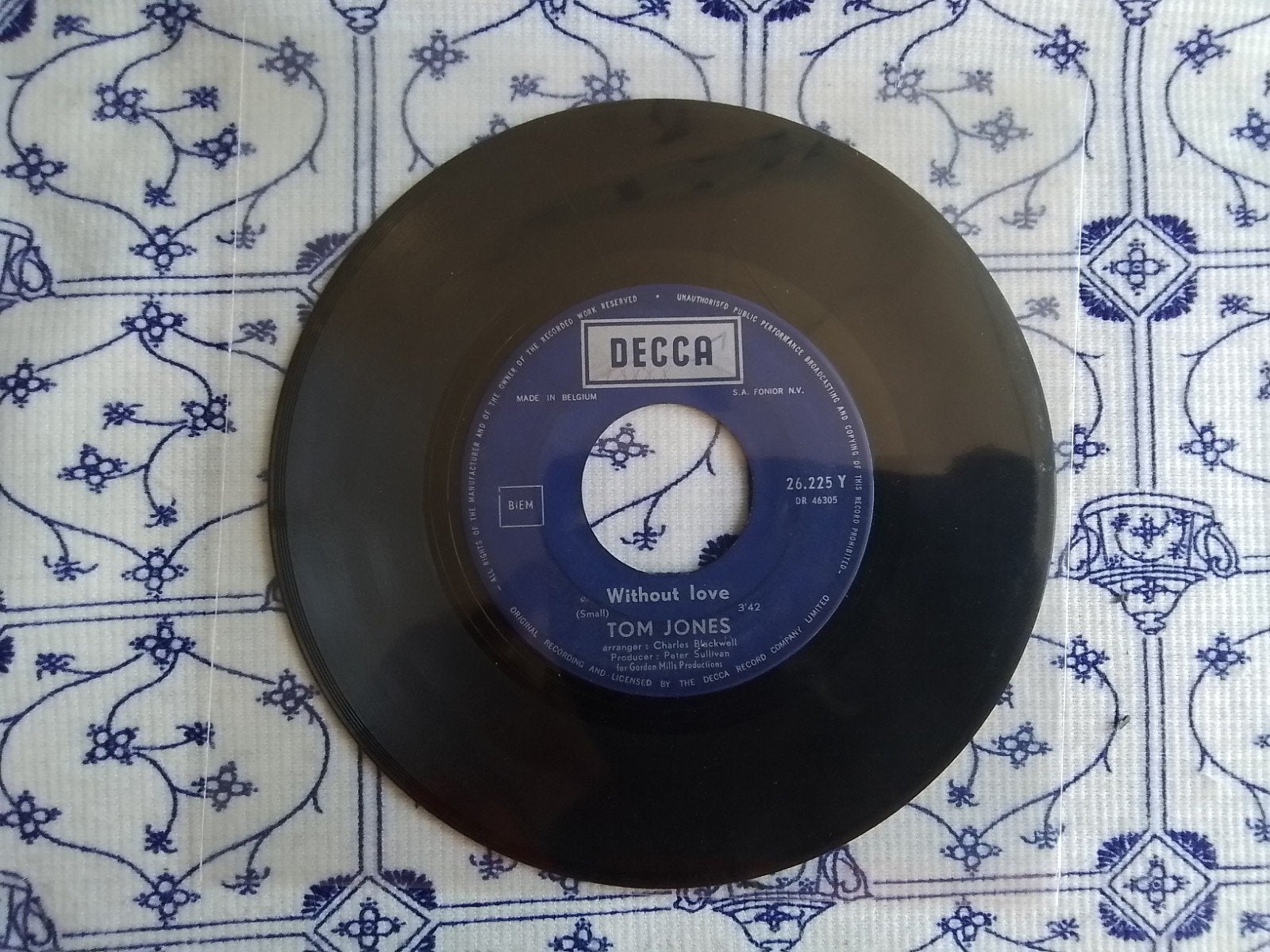 Tom Jones          Without you, Ophalen of Verzenden, Zo goed als nieuw, 7 inch, Pop