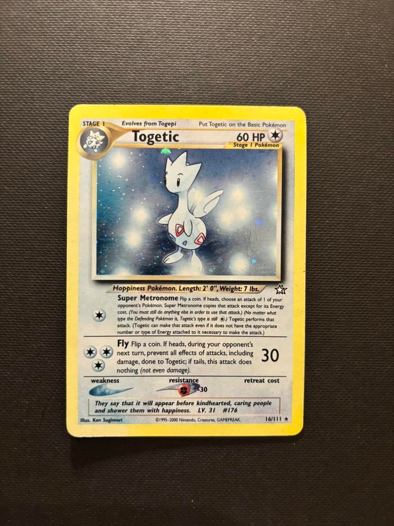Togetic Pokémon Kaart 16/111 Neo Genesis Holo Foil, Ophalen of Verzenden, Zo goed als nieuw, Losse kaart, Foil
