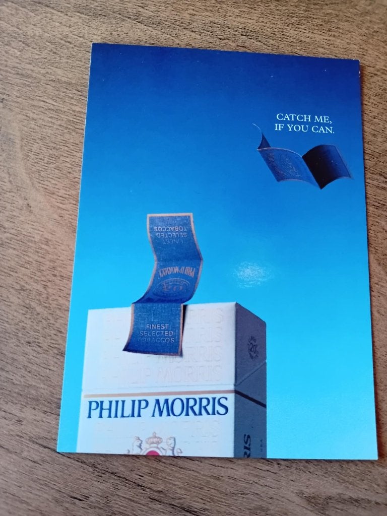Philip Morris kaart Catch me, if you can, Verzamelen, Ophalen of Verzenden, Voor 1920, Ongelopen, Overige thema's