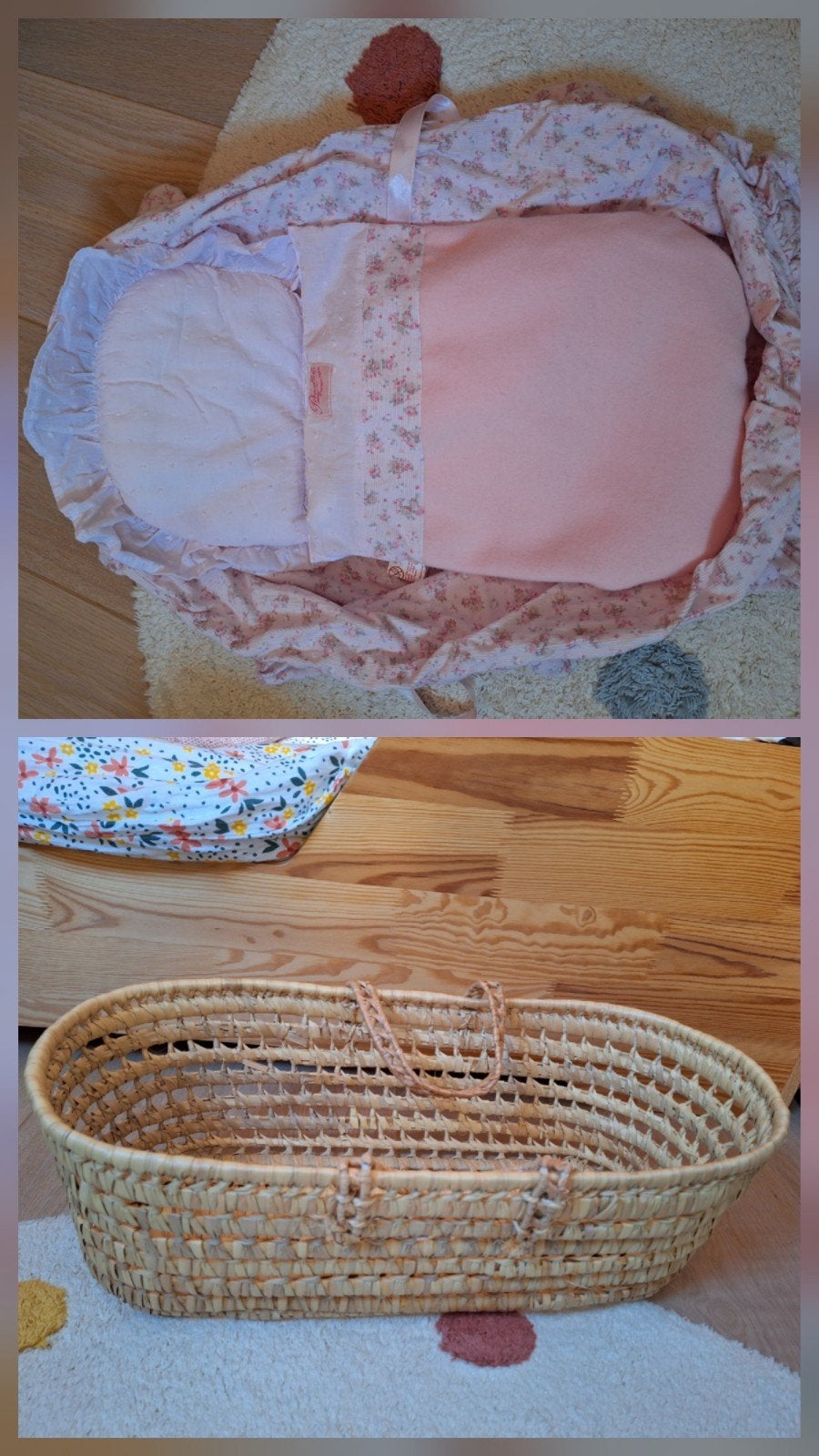Mozes mandje poppenreiswieg 55 cm met dekentje en kussen, Ophalen of Verzenden