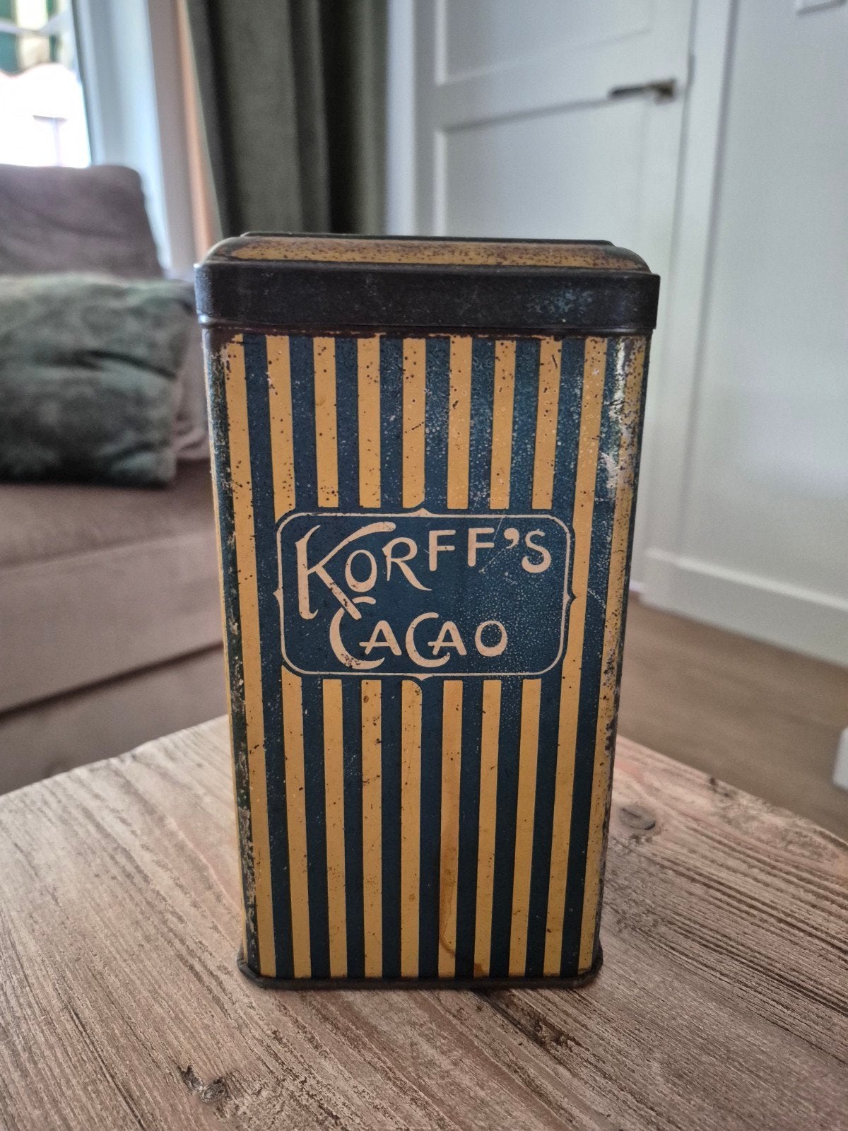 Vintage Korff's Cacao blik Amsterdam, Ophalen of Verzenden, Gebruikt, Overige