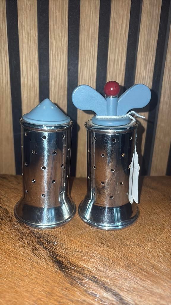 Nieuw Alessi Michael Graves zoutstrooier en peper RVS blauw, Ophalen of Verzenden