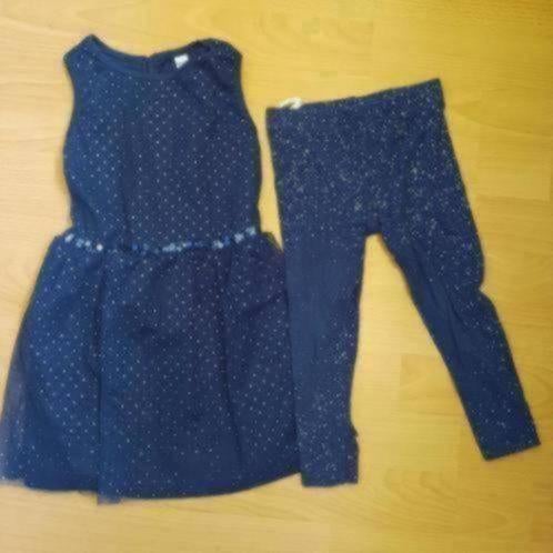 98 jurk en legging blauw glitter, Kinderen en Baby's, Kinderkleding | Maat 98, Verzenden, Zo goed als nieuw, Meisje, Jurk of Rok
