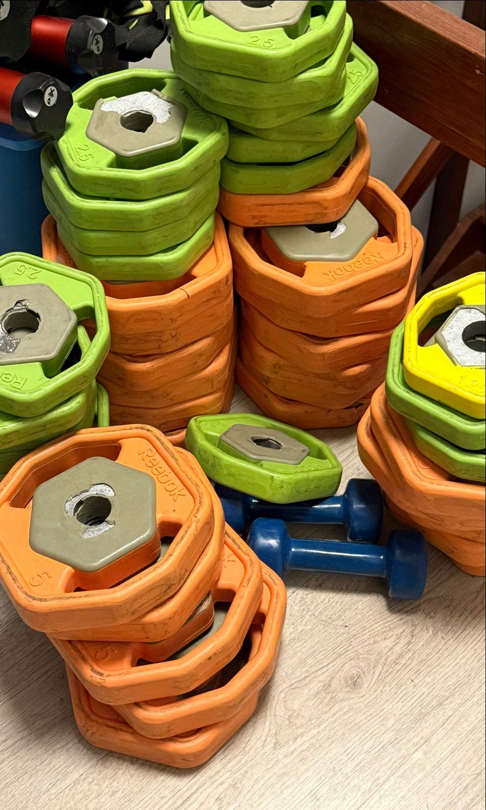 Reebok Halterschijven en Dumbbells Set, Ophalen of Verzenden, Gebruikt, Armen, Halterschijven