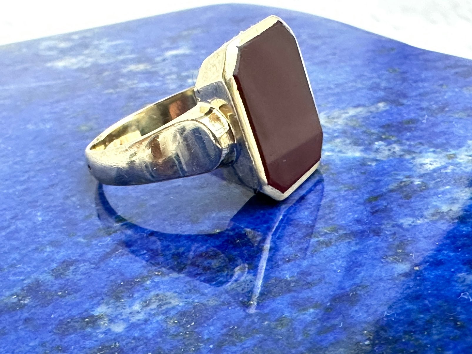 Heren ring 14k, Sieraden, Tassen en Uiterlijk, Gebruikt, Heer, Ophalen of Verzenden, Met edelsteen