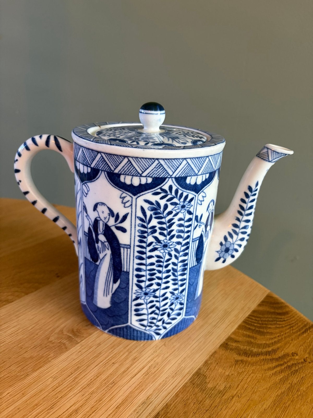 Grote theepot Lange Lijs decor, blauw-wit porselein, Ophalen