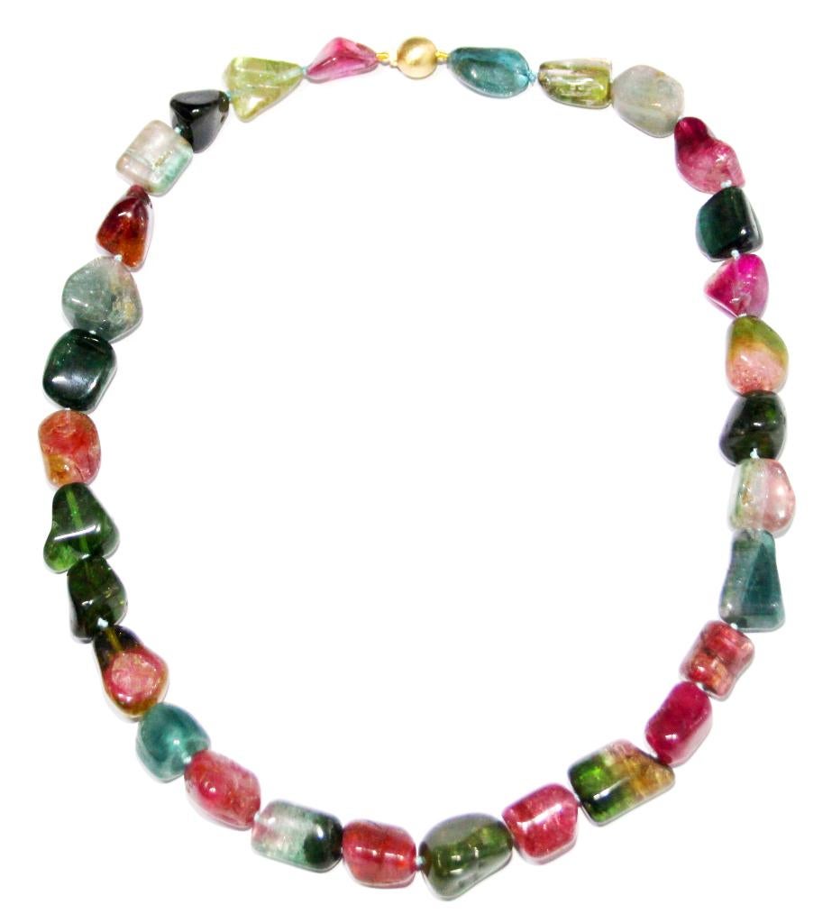 Schitterend 14-KT Goud & 525-CT Toermalijn Collier 52 CM, Ophalen of Verzenden, Goud, Ketting, Met edelsteen