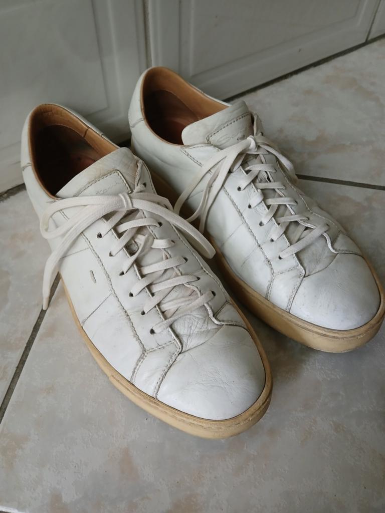 Lederen Santoni sneakers wit maat 42,5, Ophalen of Verzenden, Gedragen, Wit