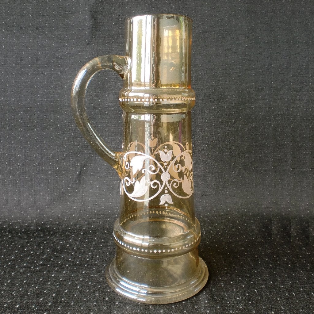 Grote glazen Waterkan / Schenkkan goudluster - Bohemen ~1900, Antiek en Kunst, Ophalen of Verzenden