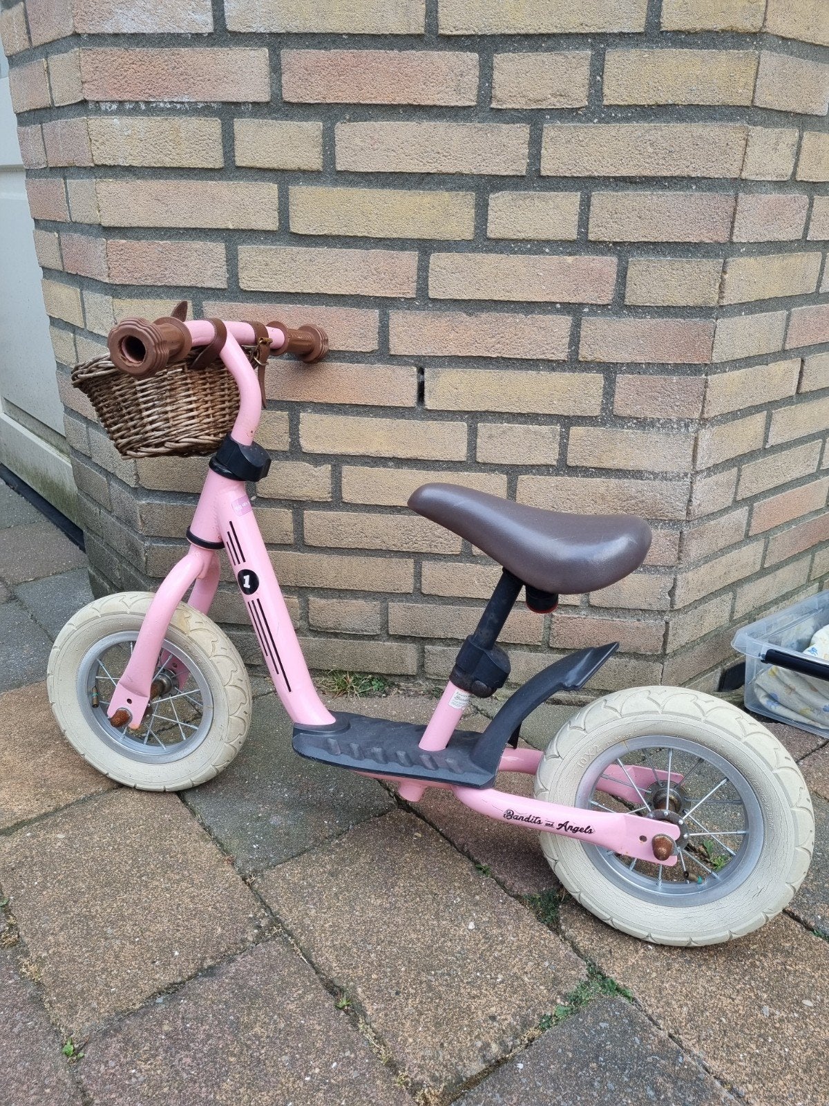 Roze Bandits and Angels loopfiets met mandje, Ophalen, Velgrem, Bandits and Angels, 16 tot 20 inch