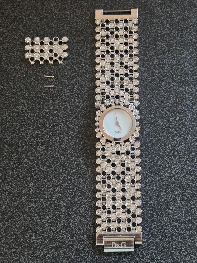 D&G Dolce & Gabbana Dameshorloge met Strass, Sieraden, Tassen en Uiterlijk, Horloges | Dames, Staal, Gebruikt, Polshorloge, Ophalen of Verzenden