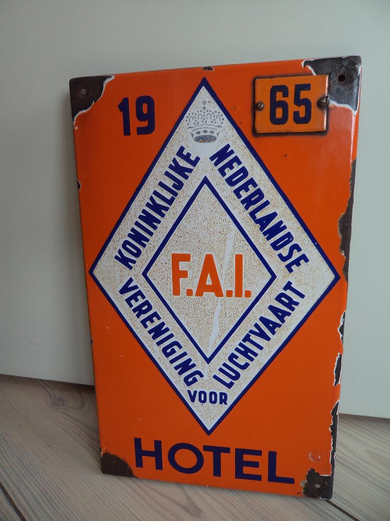 Emaille bord – KNVvL – F.A.L. Hotel – ca. 1965, Ophalen