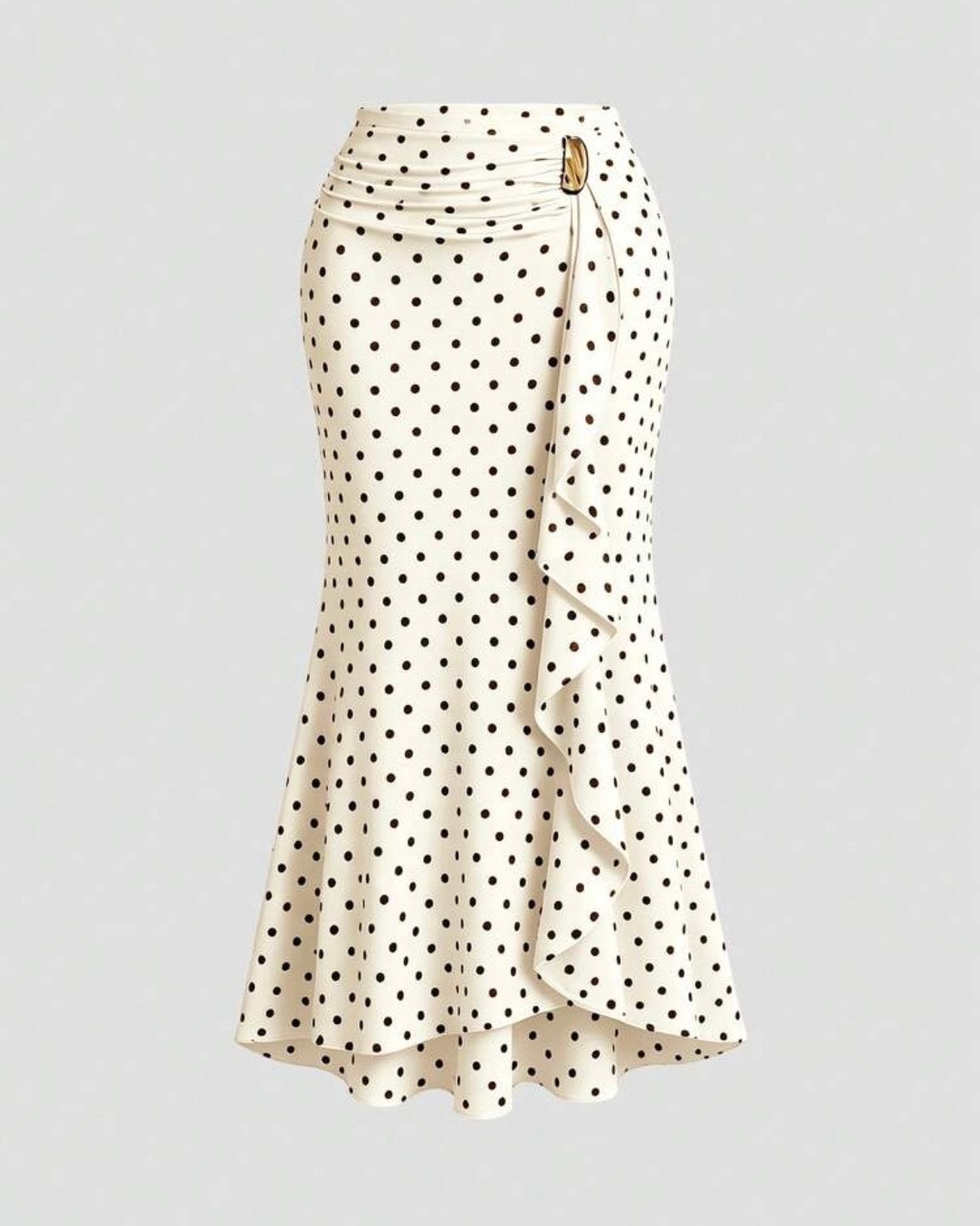 maxi-rok met gouden gesp Polkadot  (44-52), Kleding | Dames, Verzenden, Nieuw, Meerkleurig, Rok