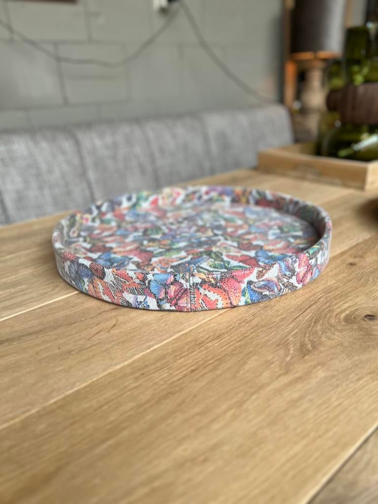 Dienblad leer vlinders 50cm, Ophalen, Nieuw, Rond, Overige materialen
