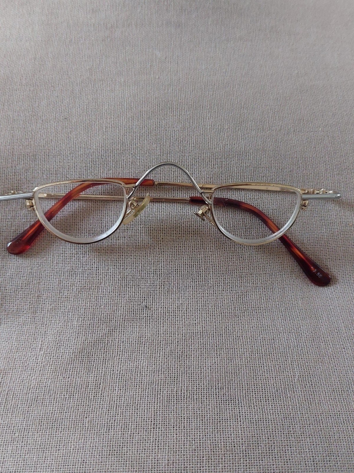 Vintage Halve maan leesbril. +3.5 goudkleurig, Ophalen of Verzenden, Gebruikt, Leesbril, Overige merken