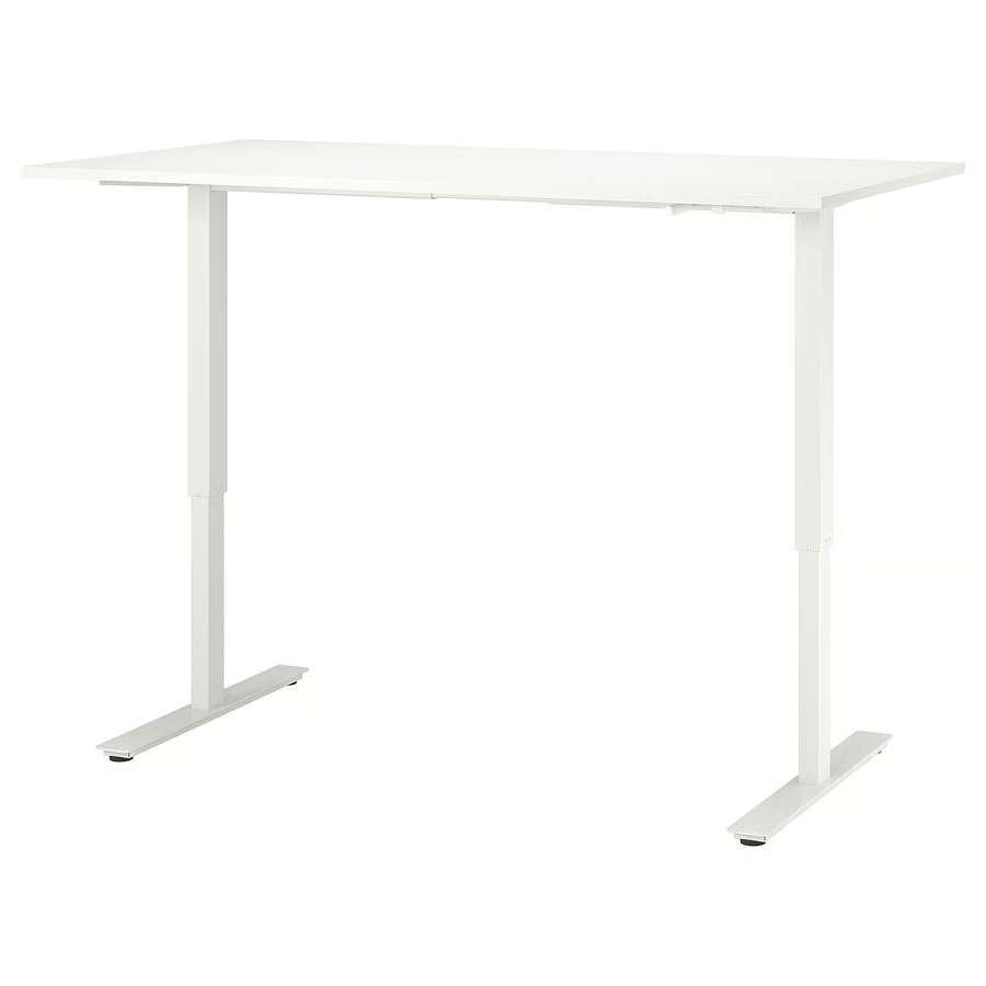 IKEA TROTTEN Zit-stabureau wit 120x70 met SIGNUM kabelgoot, Ophalen, Zit-sta bureau, Gebruikt, Metaal