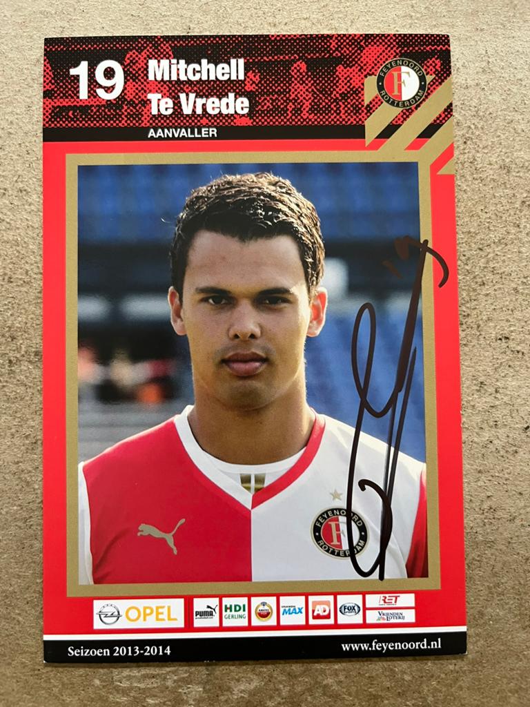 Feyenoord spelerskaart Te Vrede met handtekening, Ophalen of Verzenden, Zo goed als nieuw, Feyenoord, Spelerskaart
