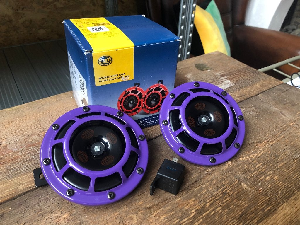 Hella Supertone 118db Claxon set (paars purple), Auto diversen, Ophalen of Verzenden