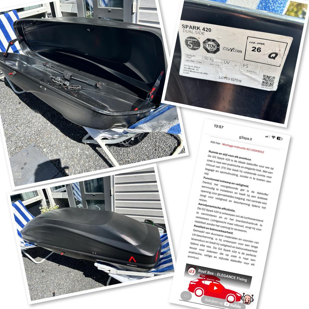 G3 Spark 420 Dakkoffer - 420 Liter, Zwart, Auto diversen, Ophalen, Zo goed als nieuw