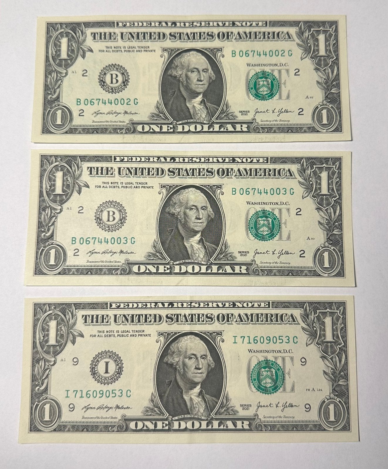 USA 3 x 1 Dollar Biljetten - In Nette Staat, Postzegels en Munten, Bankbiljetten | Amerika, Ophalen of Verzenden, Noord-Amerika