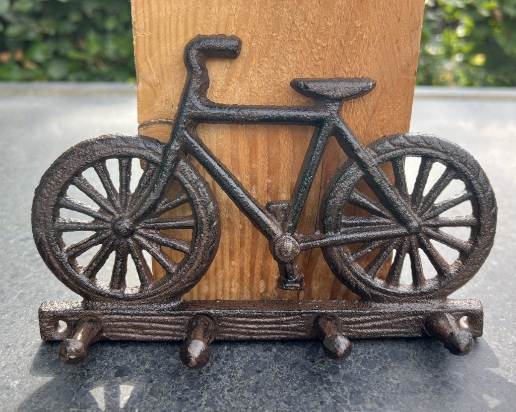 Gietijzeren kapstok fiets op boomstam 4 haken bruin KH1759, Huis en Inrichting, Woonaccessoires | Kapstokken, Wandkapstok, Robanjer