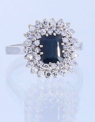 Witgouden Ring 18K met 1.05 Ct Saffier & 0.65 Ct Diamant, Sieraden, Tassen en Uiterlijk, Ophalen of Verzenden, Zo goed als nieuw