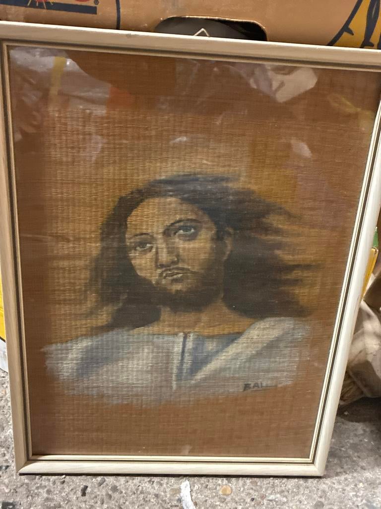 Vintage Schilderij Jezus Christus op hout, Antiek en Kunst, Ophalen of Verzenden