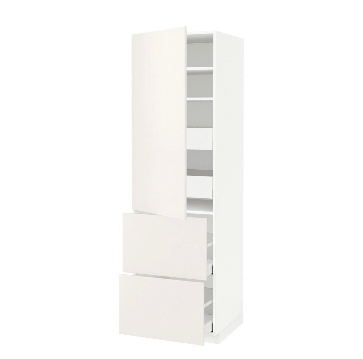 IKEA METOD / MAXIMERA hoge kast met lades en planken, Ophalen, 200 cm of meer, Wit, 50 tot 100 cm