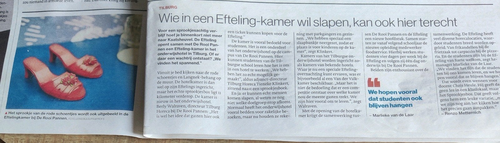 De Efteling opent samen met de Rooi Pannen 'n Efteling Kamer, Ophalen of Verzenden, 1980 tot heden, Nederland, Knipsel(s)