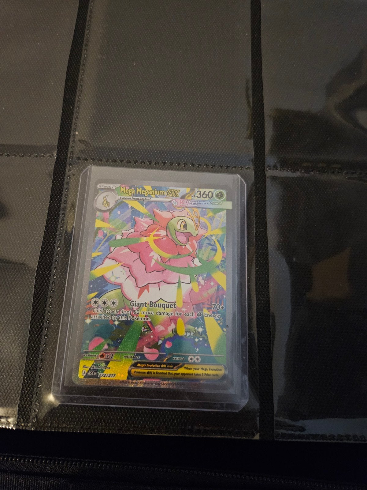 Pokemon Mega Meganium ex 272/217 Ascended Heroes, Ophalen of Verzenden, Zo goed als nieuw, Losse kaart, Foil