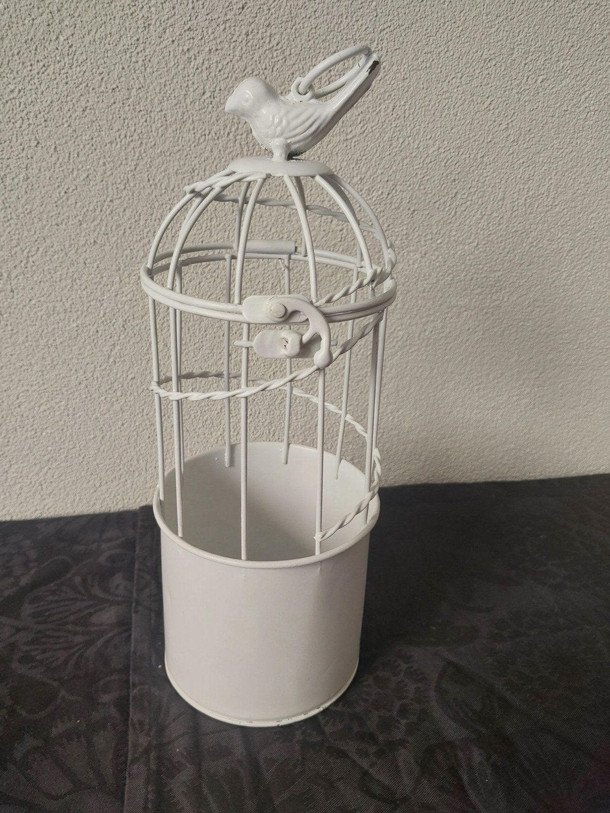 Leuke decoratieve witte metalen vogelkooi, Ophalen of Verzenden, Metaal, Wit, Gebruikt