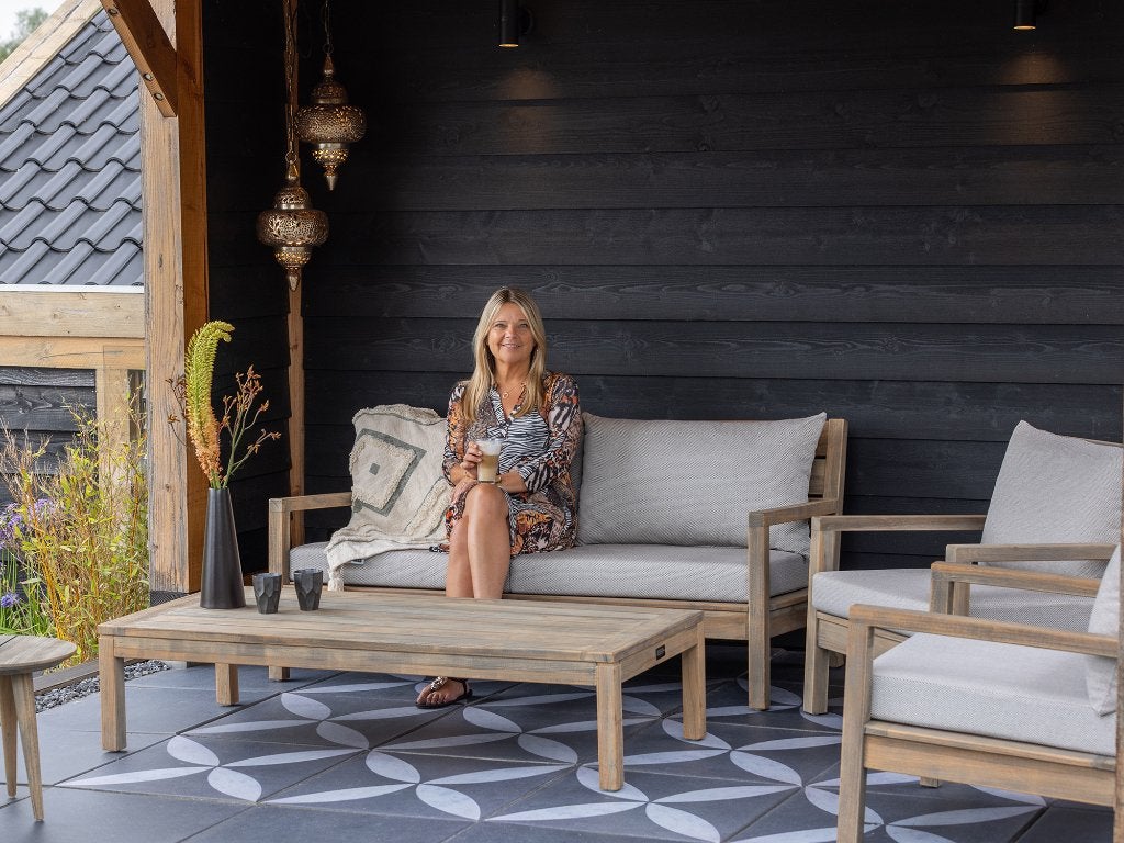 ROUGH Batang teakhouten loungeset  5-delig inclusief kussens, Tuin en Terras, Ophalen, 4 zitplaatsen, Gebruikt, Teakhout