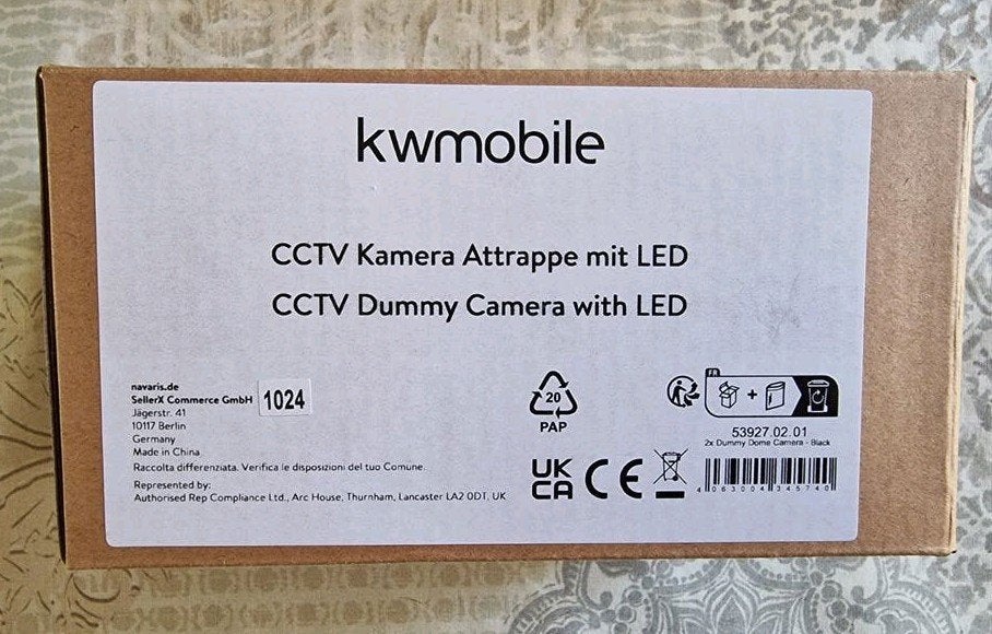 NIEUW kwmobile 2 x dummy dome bewakingscamera met led zwart, Ophalen of Verzenden, Nieuw, Buitencamera