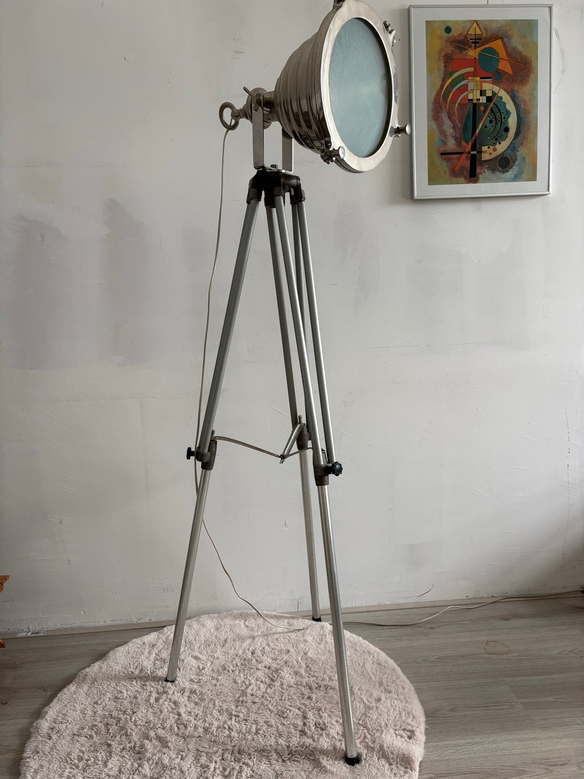 Industriële Design Lamp op Statief - Unieke Vloerlamp, Huis en Inrichting, Ophalen, Gebruikt, E27 (groot), Metaal