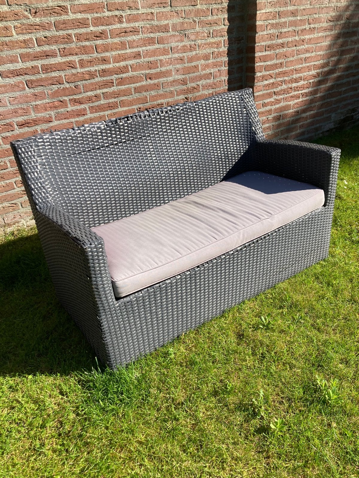 Tuinbank klein model 2 zits / zie omschrijving/ ophalen /, Ophalen, Gebruikt, Kunststof