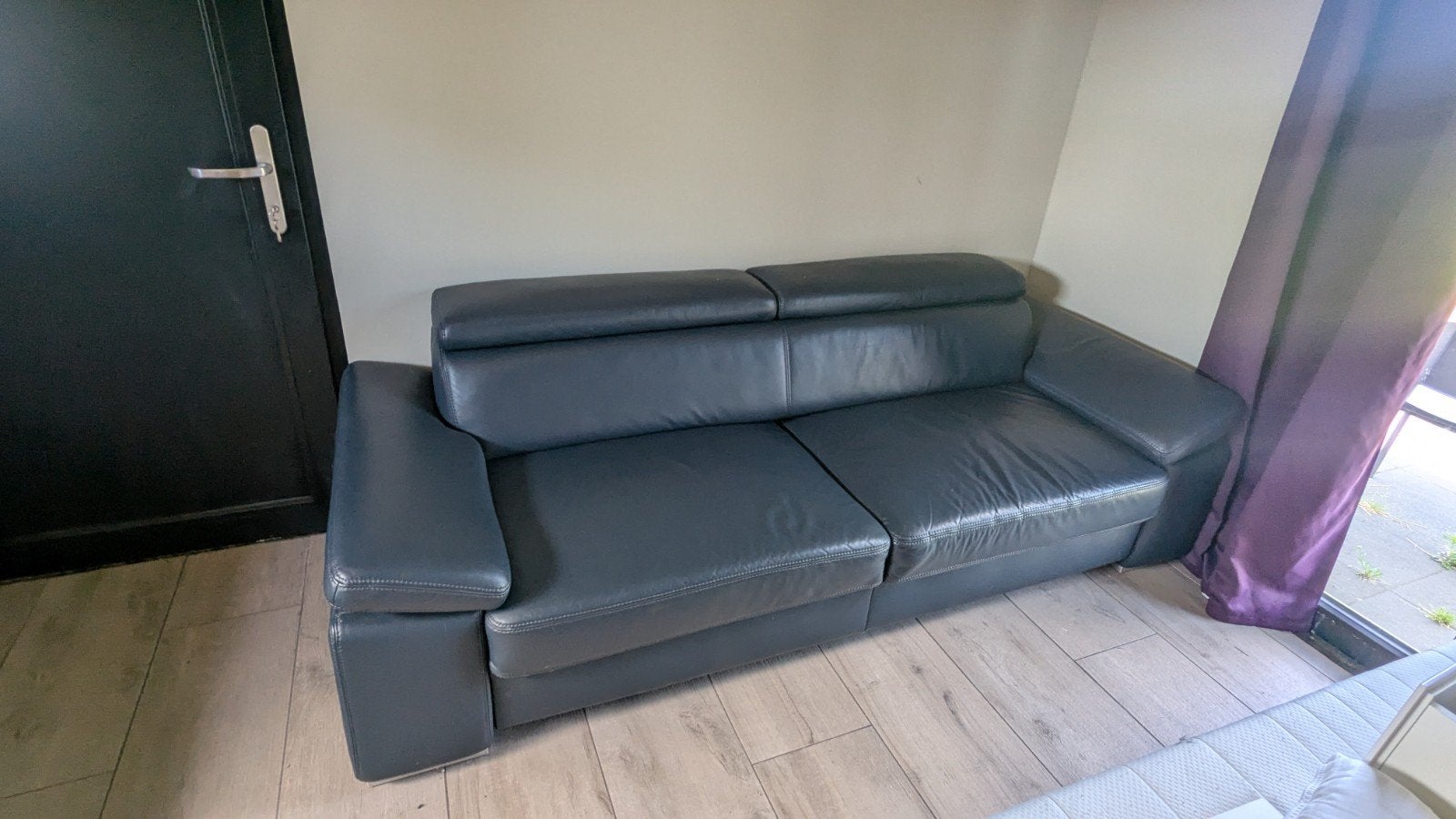 2x Hoogwaardige blauwe lederen banken, Huis en Inrichting, 150 tot 200 cm, Tweepersoons, Ophalen of Verzenden, Zo goed als nieuw