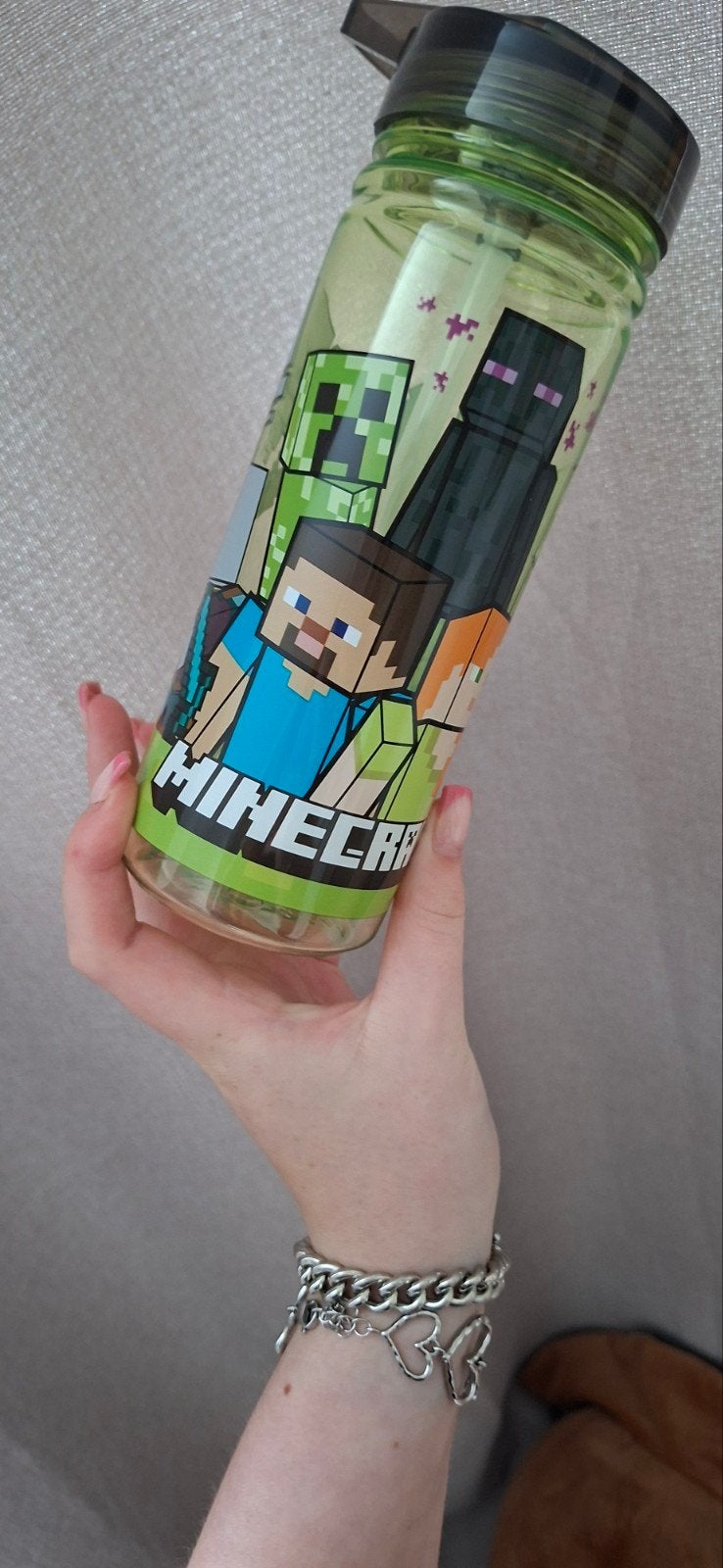 Minecraft drinkfles met inklapbaar rietje - lekvrij, Ophalen of Verzenden, Nieuw