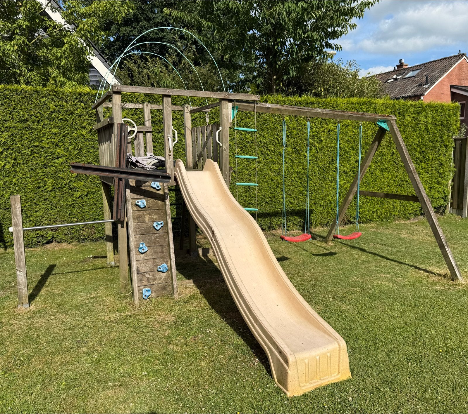 Jungle Gym Houten Speeltoestel met Glijbaan en Schommels, Kinderen en Baby's, Ophalen, Gebruikt, Glijbaan