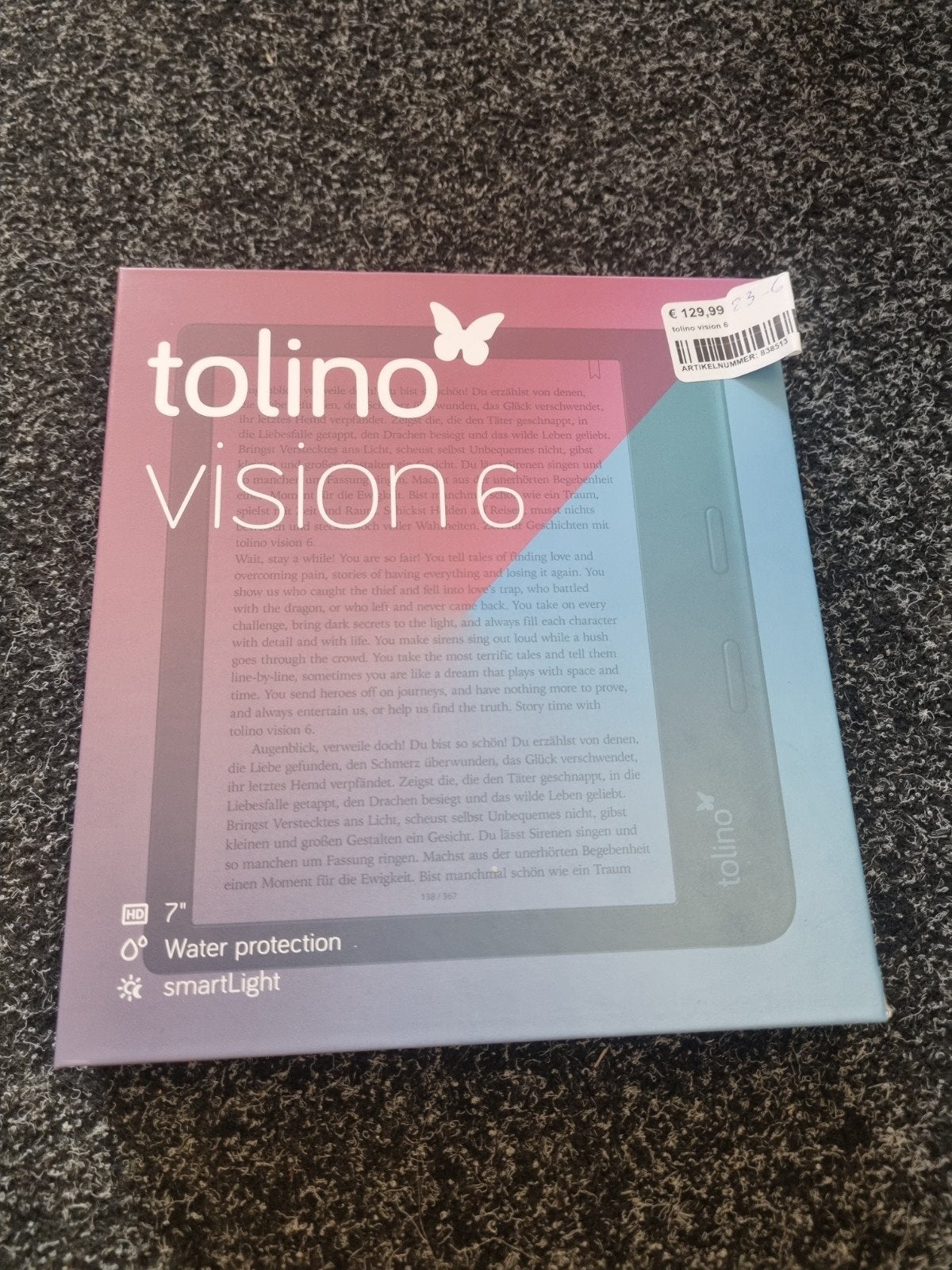 Tolino Vision 6 e-reader, Ophalen, Wi-Fi, Postbus 1234, 1000 AB Amsterdam, Nederland, 7 inch