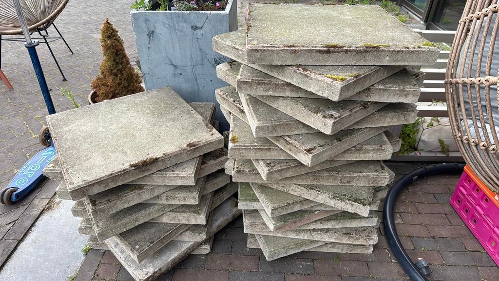 gratis tuintegels 50x50 (50 stuks/~12m2), Ophalen, Gebruikt