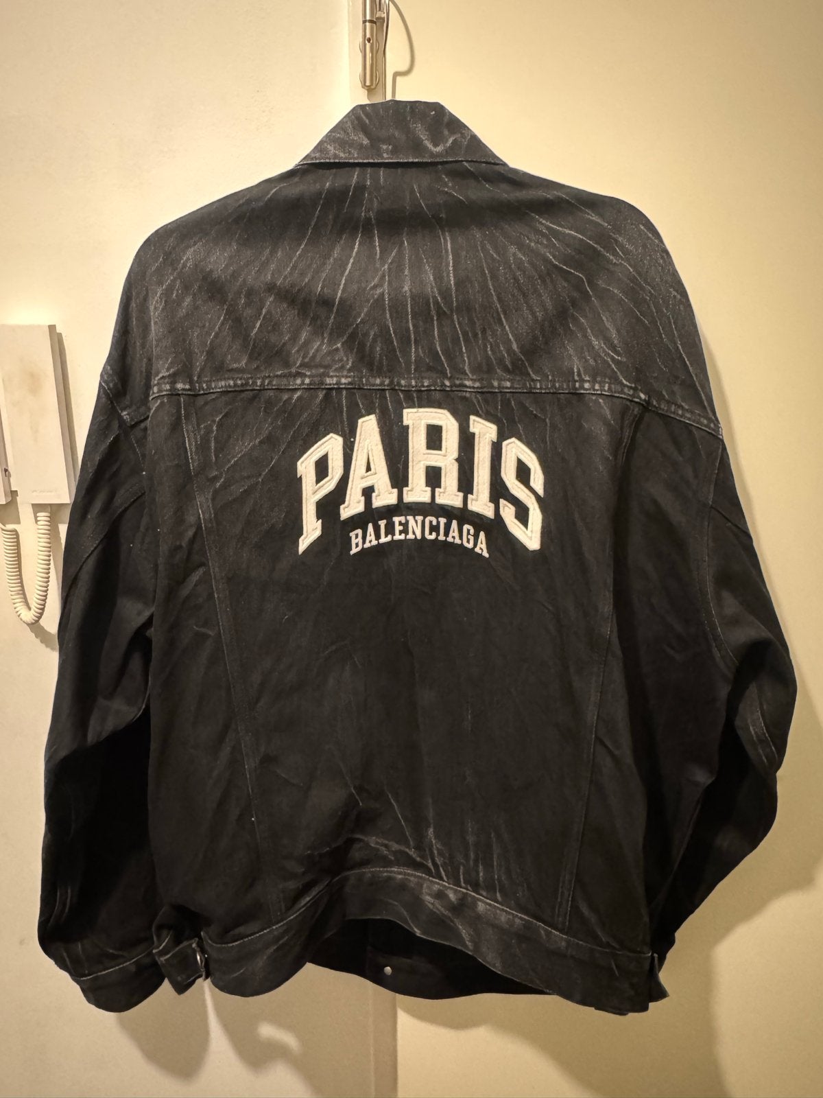 Balenciaga Paris Denim Jacket Zwart - Maat M, Ophalen, Zo goed als nieuw, Maat 48/50 (M), Zwart