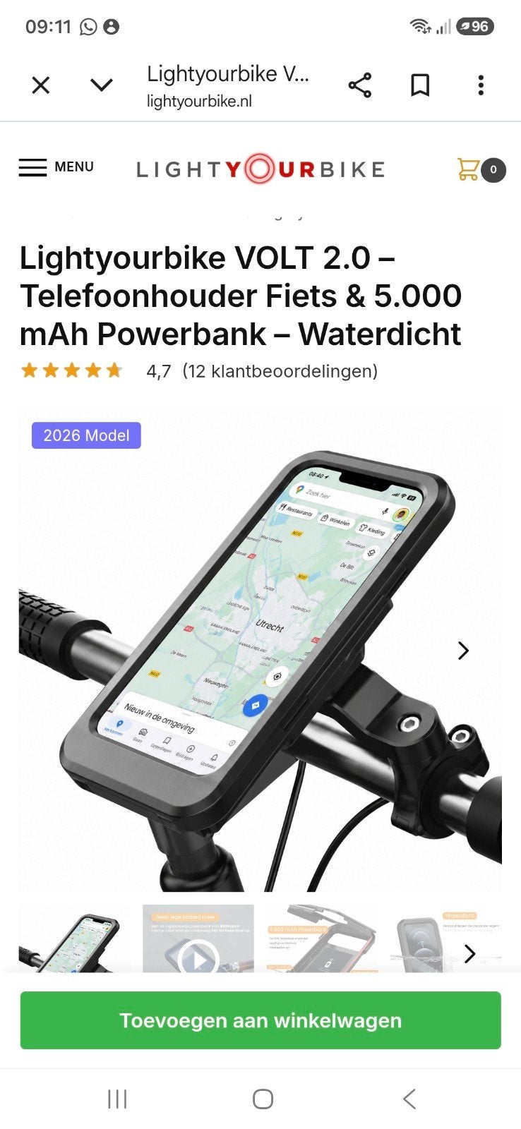 Waterdichte telefoonhouder voor fiets of motor met powerbank, Ophalen of Verzenden, Nieuw, Fiets