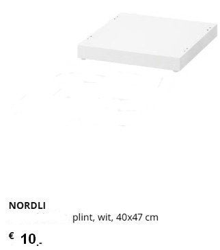 Ikea Nordli plint wit 40x47cm, Ophalen, Minder dan 50 cm, Nieuw, Minder dan 100 cm