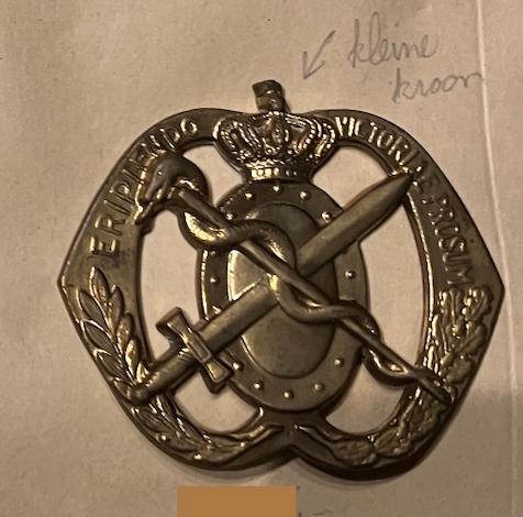 Schouder- en baretemblemen Regiment Geneeskundige Troepen, Verzamelen, Ophalen of Verzenden, Landmacht, Nederland, Embleem of Badge