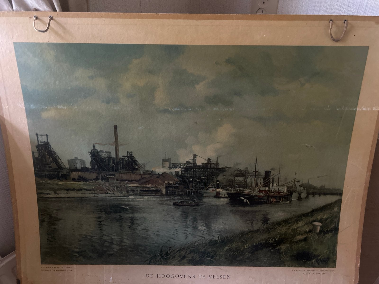 Historische prent: De Hoogovens te Velsen, Antiek en Kunst, Ophalen, Stad- en Dorpsgezichten