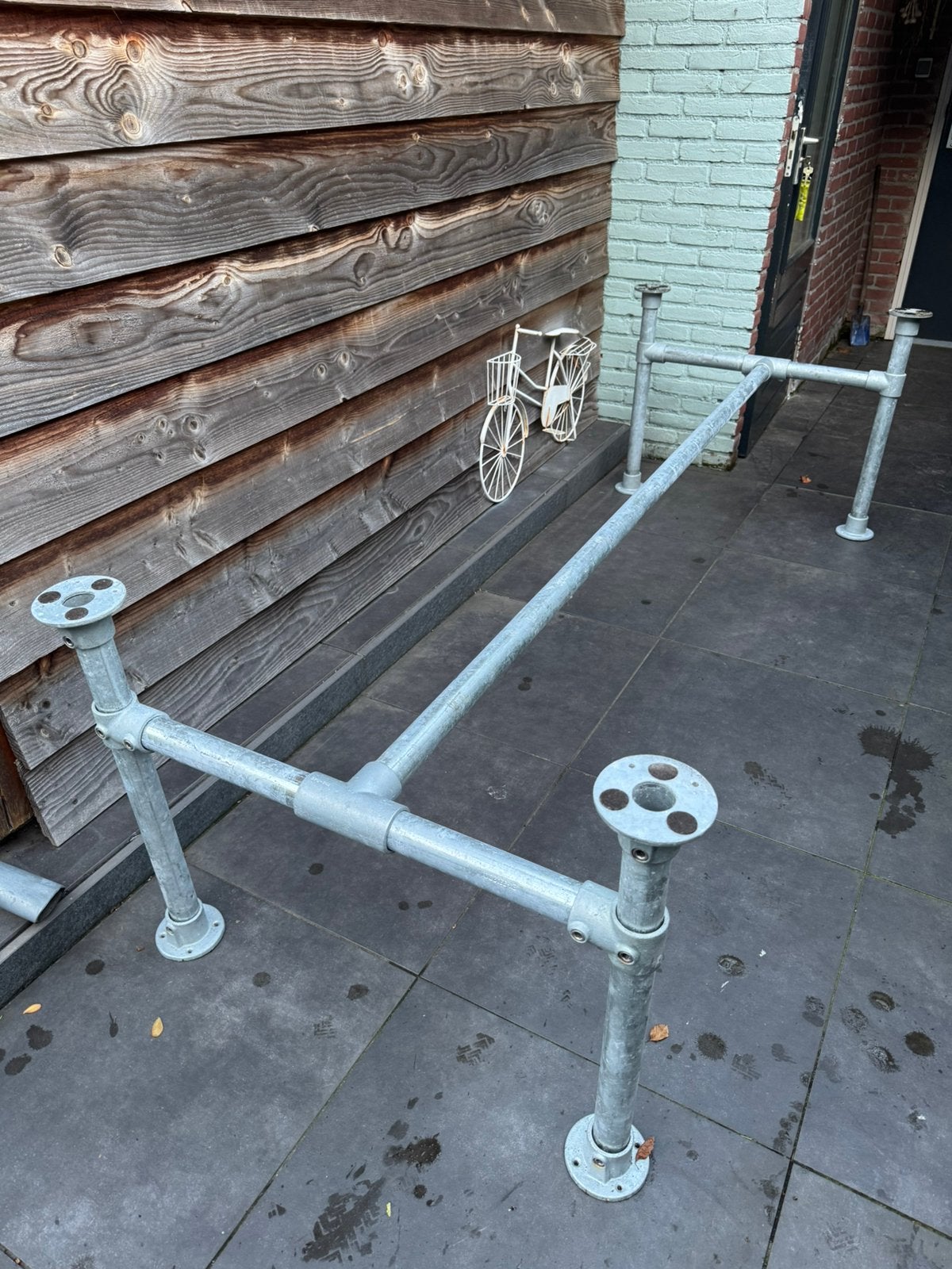 Onderstel steigerbuis tafel, Gebruikt, Rechthoekig, 50 tot 100 cm, Ophalen of Verzenden